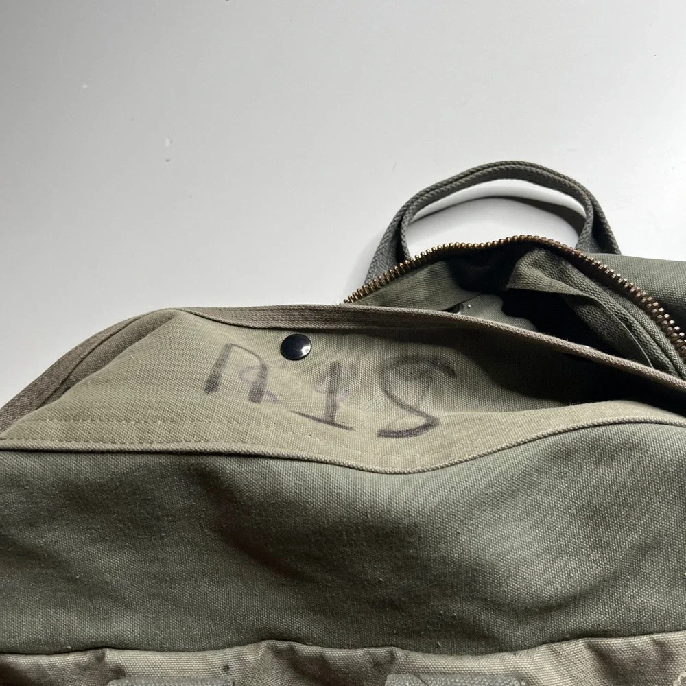 Vintage Military Canvas Flyers Helmet Bag Olive Drab Green Utility Tote Duffel